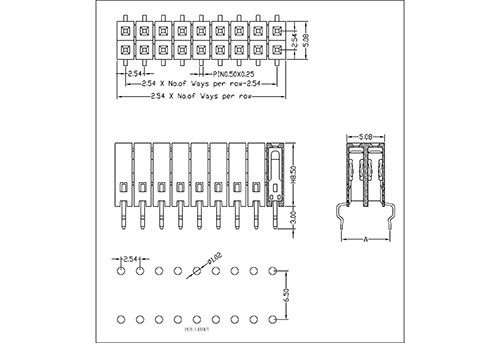2.54 mm Female Header Dual Row Bottom Entry Type H8.5  FHEU07-XXDXXX